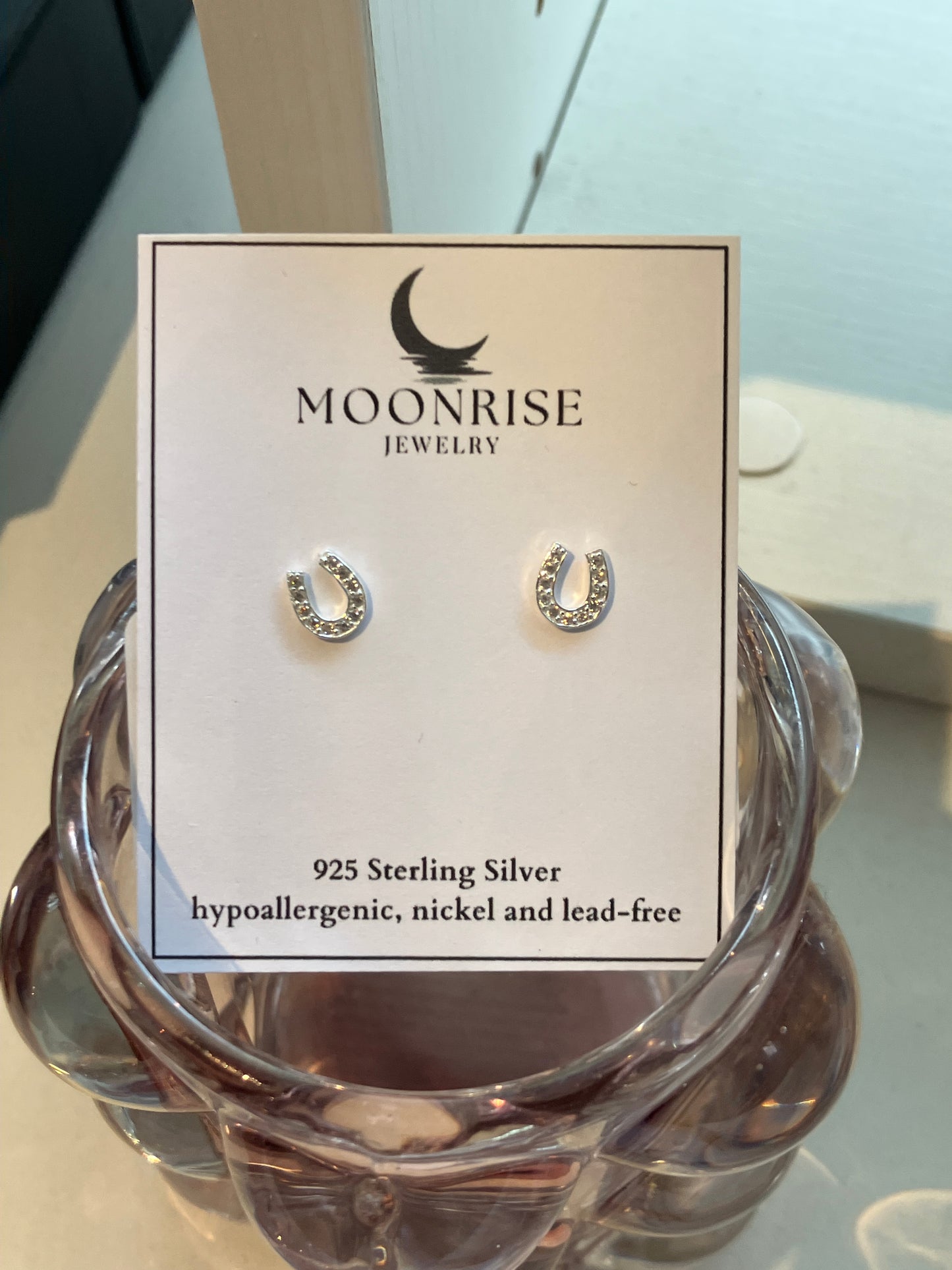 Horseshoe CZ Crystal Earrings E-140