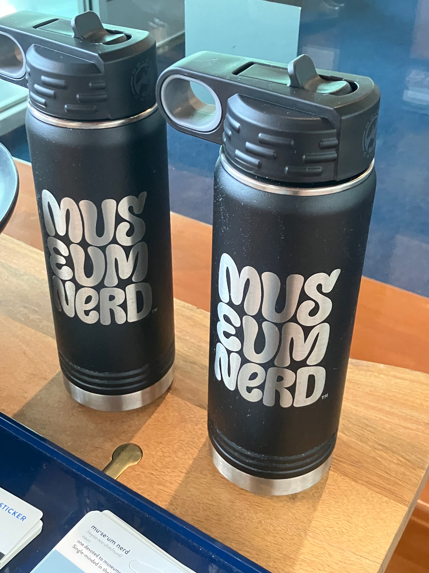 Museum Nerd Black Engraved Water Bottle