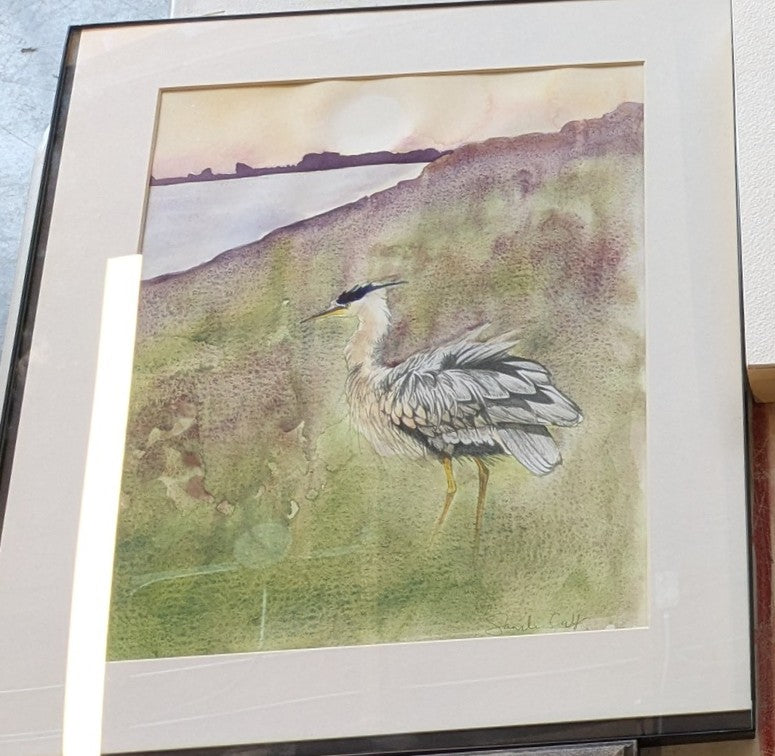 "Untitled" (Heron, ink and watercolor) 16" x 20.25" - Sarah Crumb