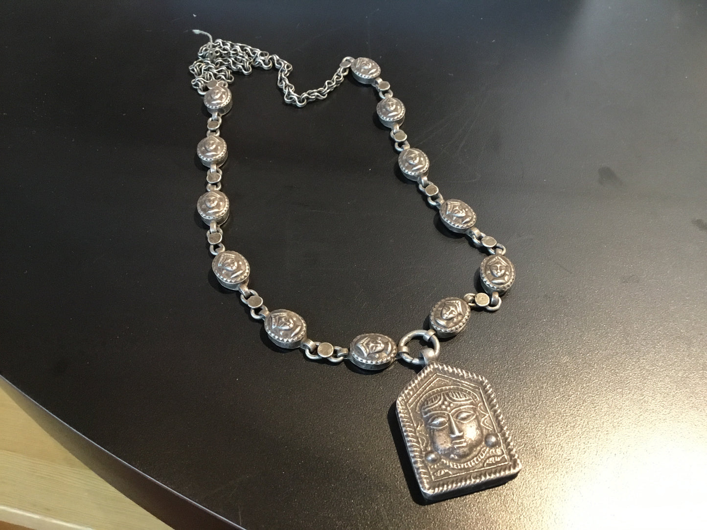 Antique Silver Buddha Necklace